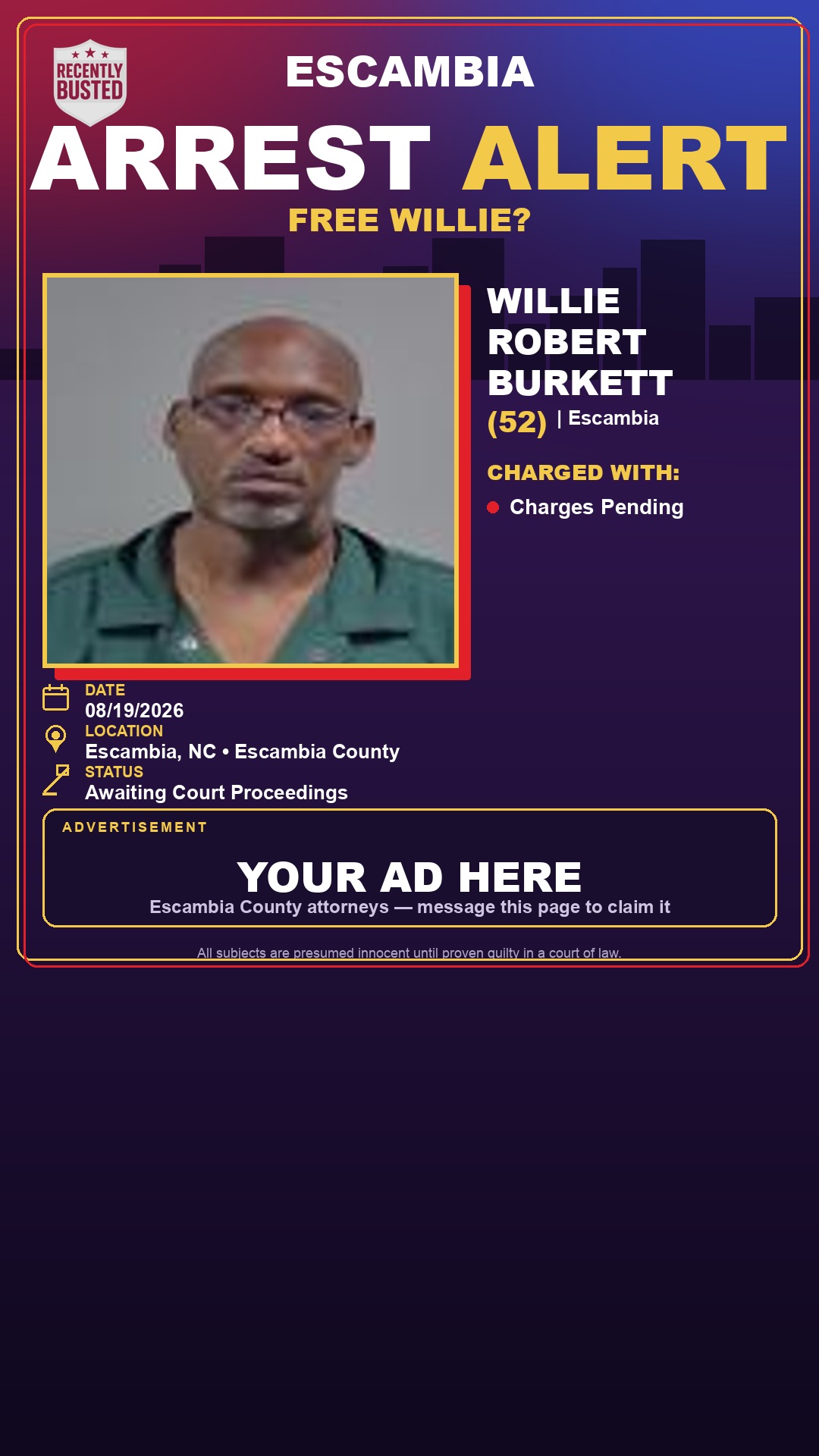 Arrest report - Willie Robert Burkett