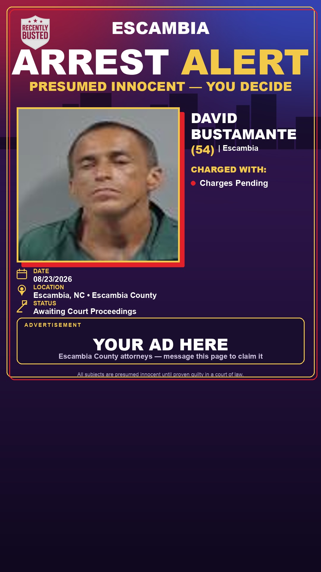 Arrest report - David Bustamante