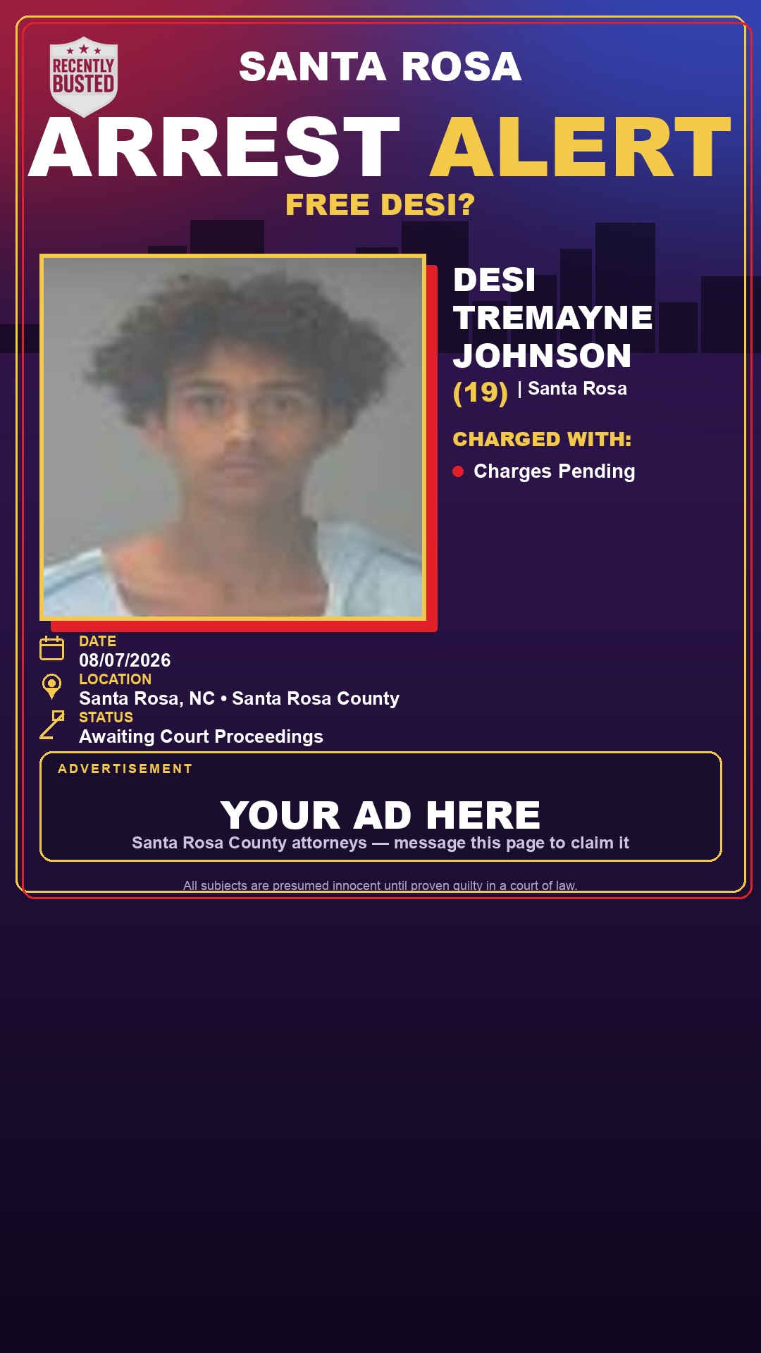 Arrest report - Desi Tremayne Johnson