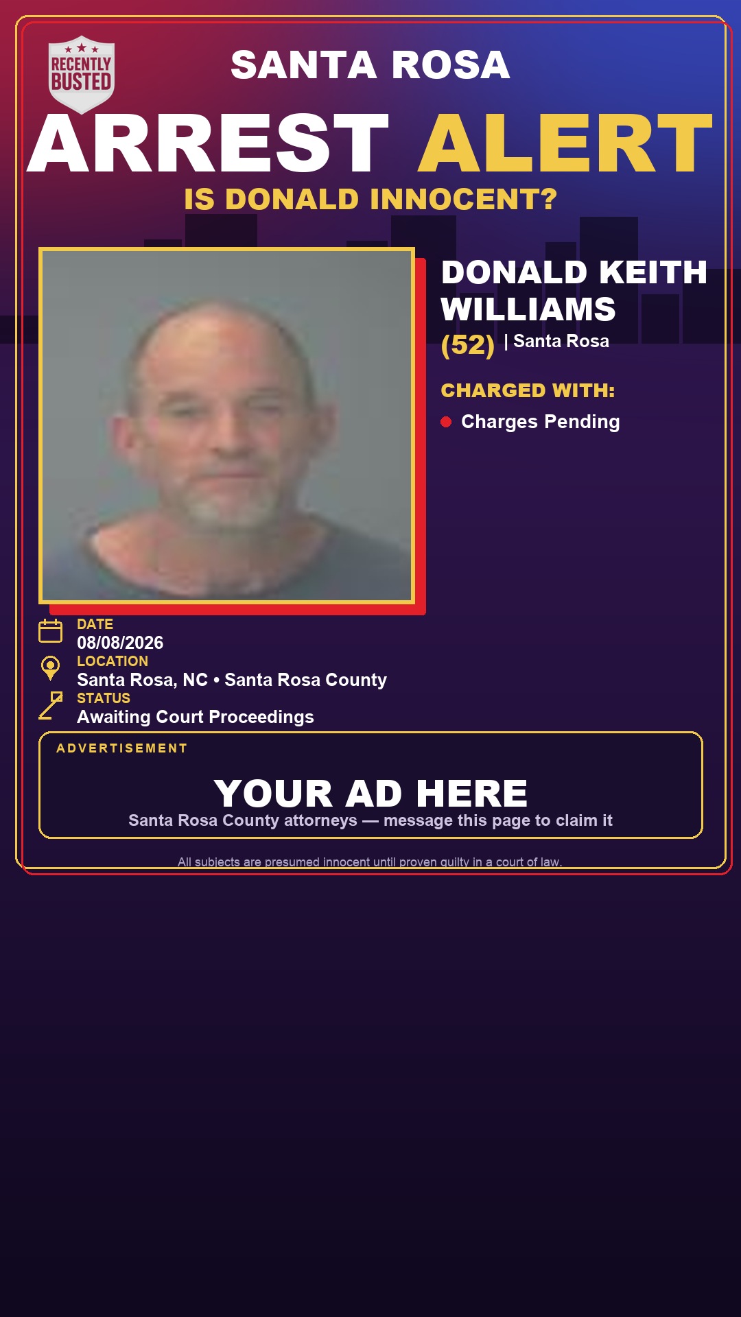 Arrest report - Donald Keith Williams