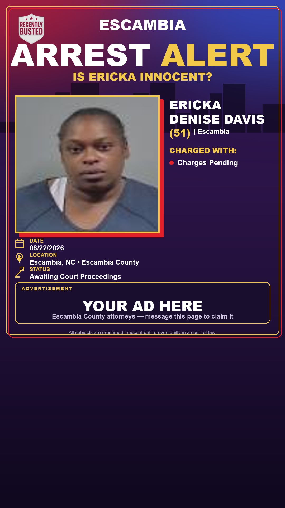 Arrest report - Ericka Denise Davis