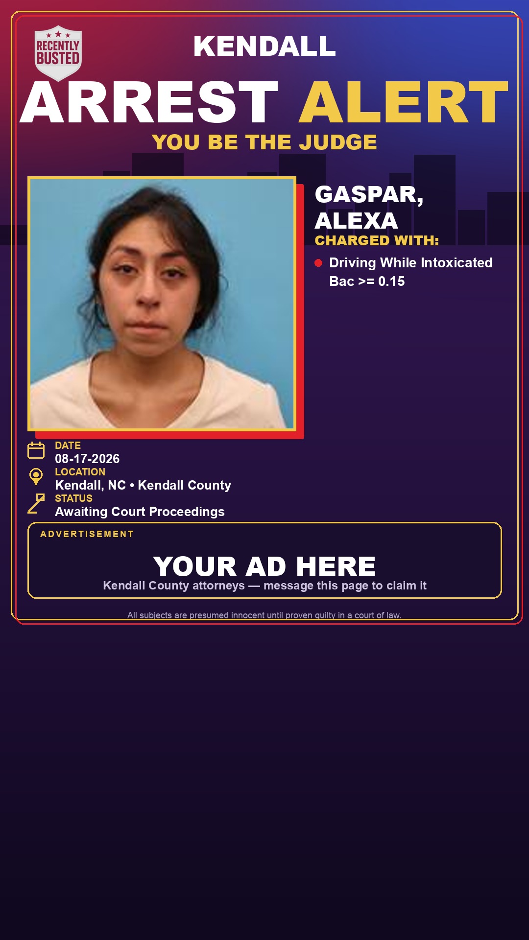 Arrest report - Gaspar, Alexa