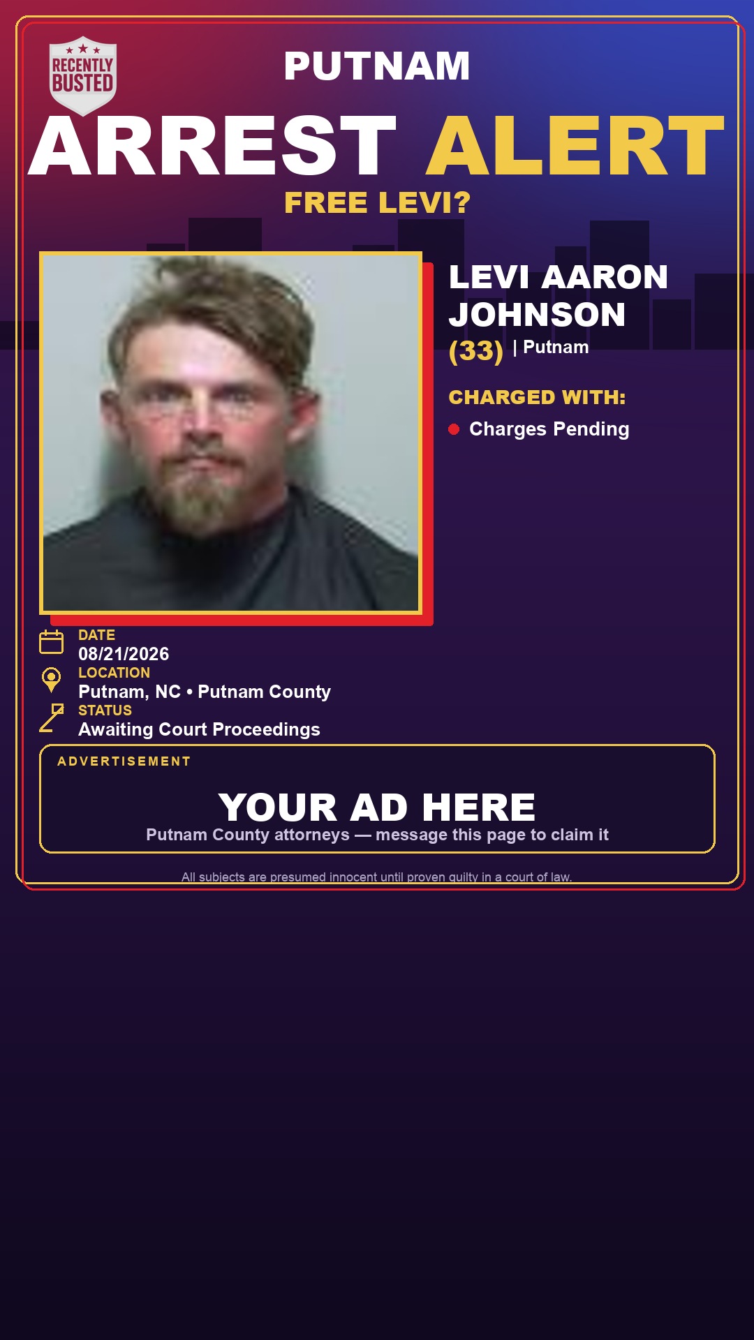 Arrest report - Levi Aaron Johnson