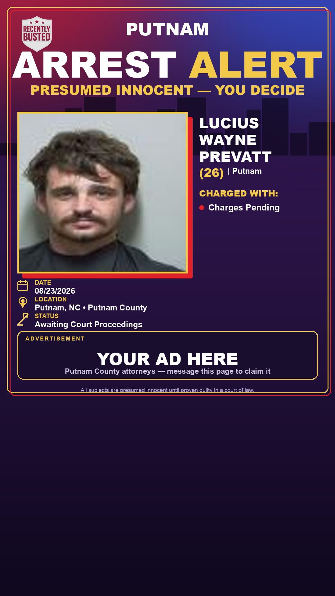 Arrest report - Lucius Wayne Prevatt