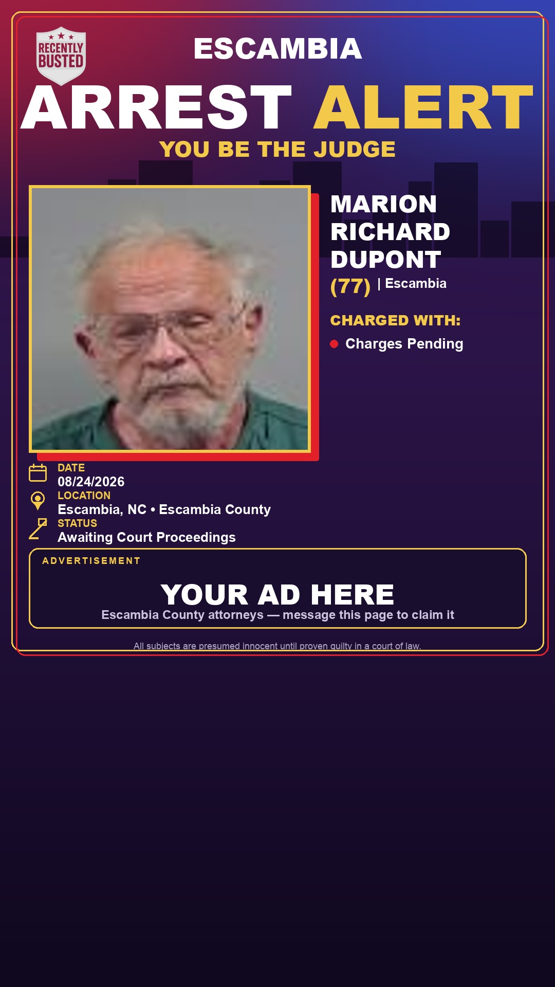 Arrest report - Marion Richard Dupont