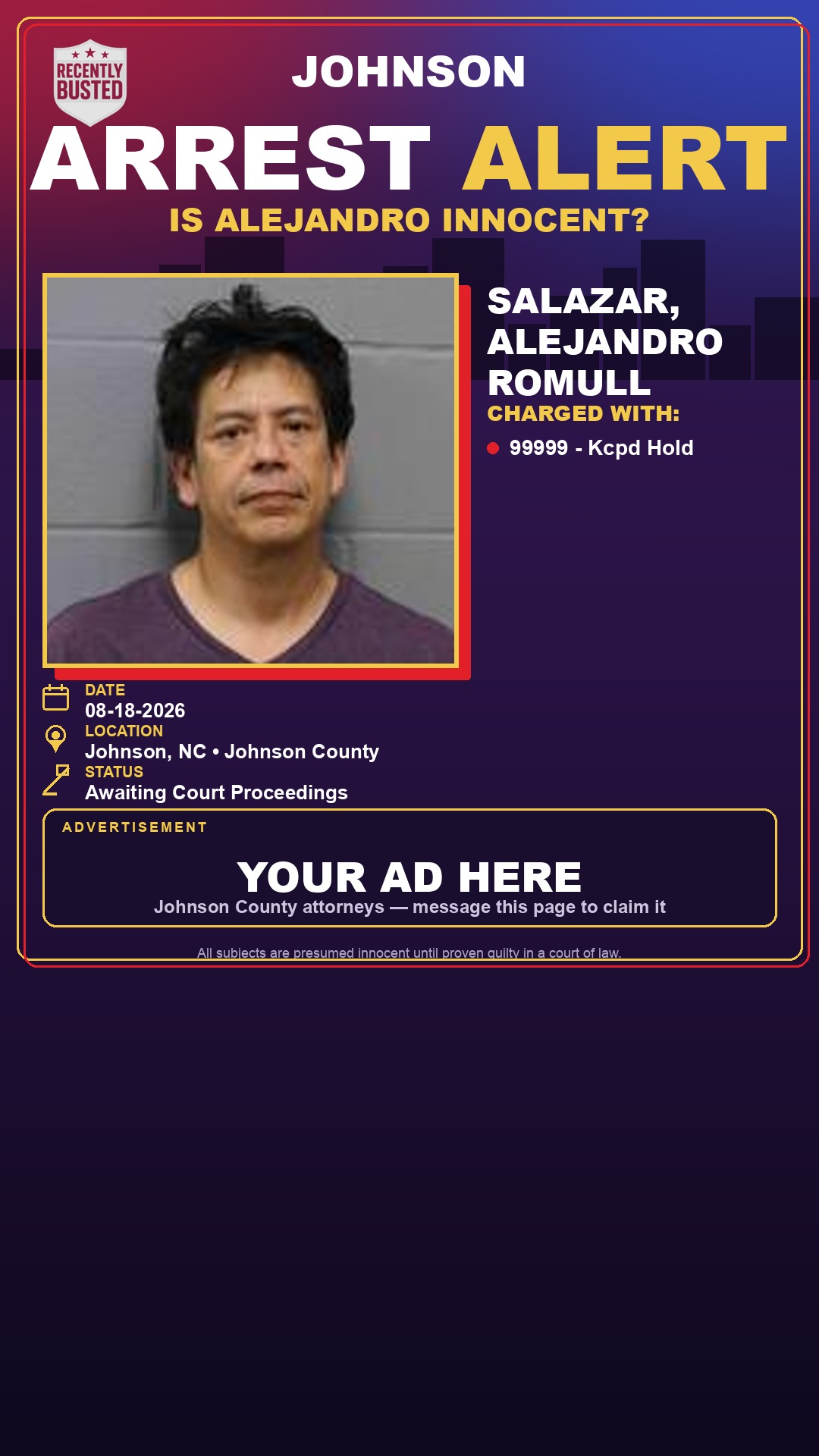 Arrest report - SALAZAR, ALEJANDRO ROMULL