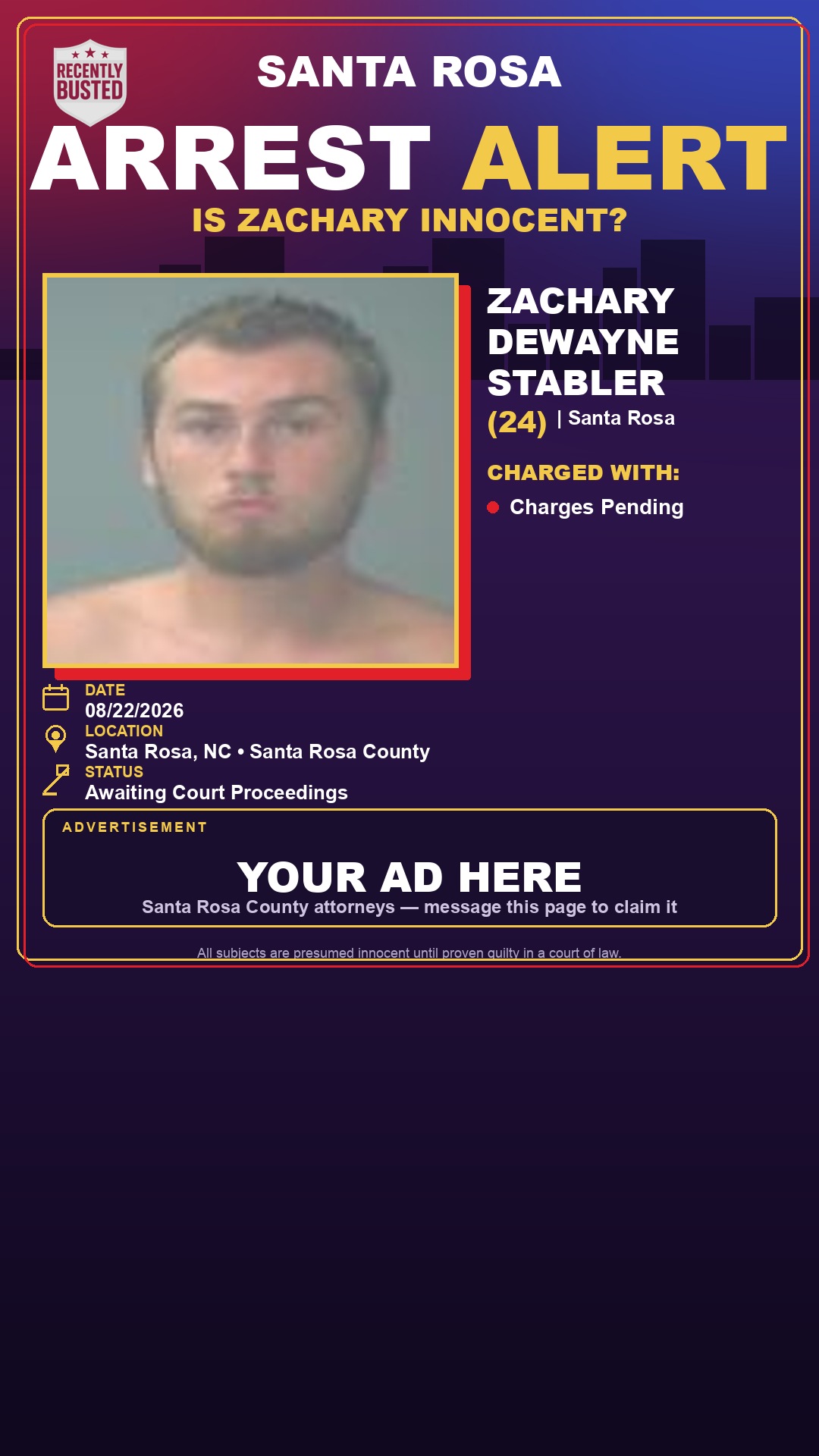 Arrest report - Zachary Dewayne Stabler