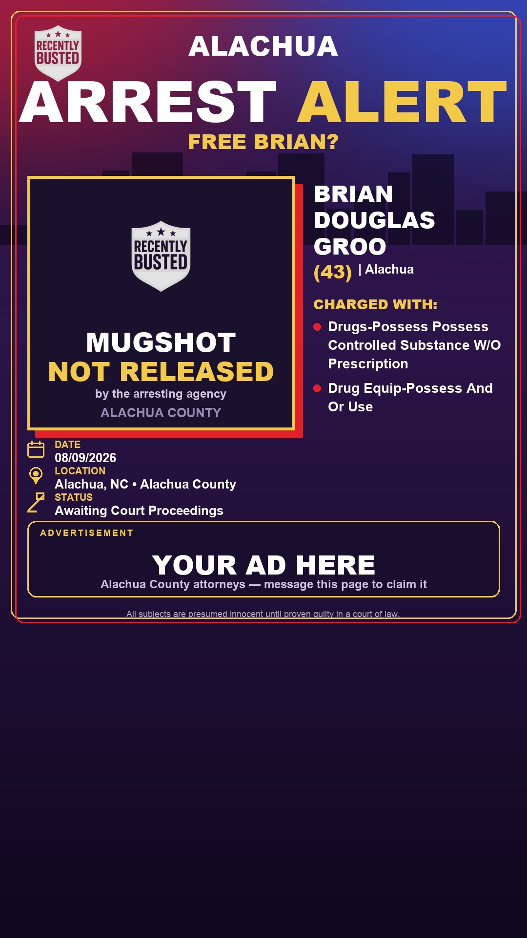 Arrest report - Brian Douglas Groo