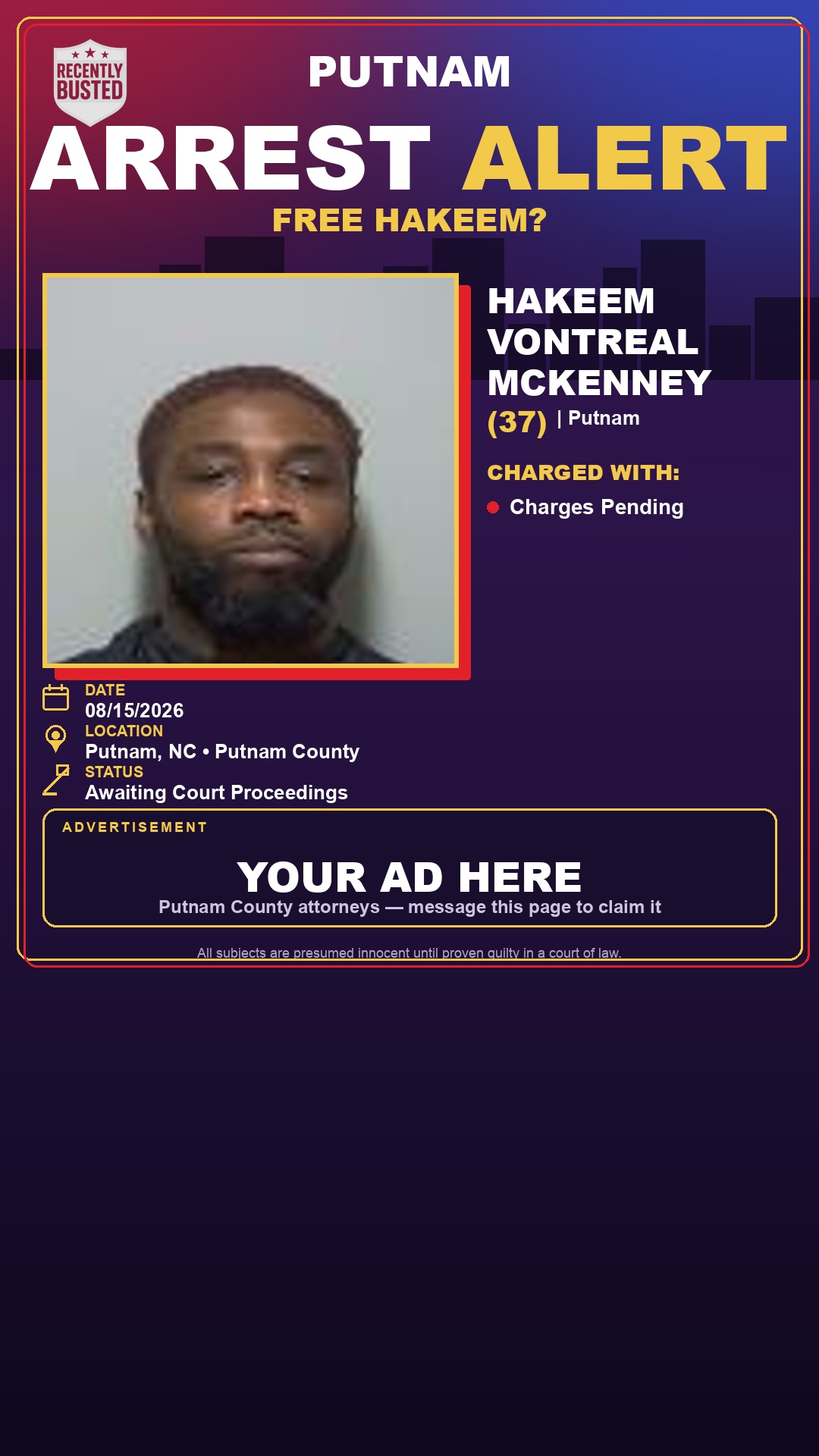 Arrest report - Hakeem Vontreal Mckenney