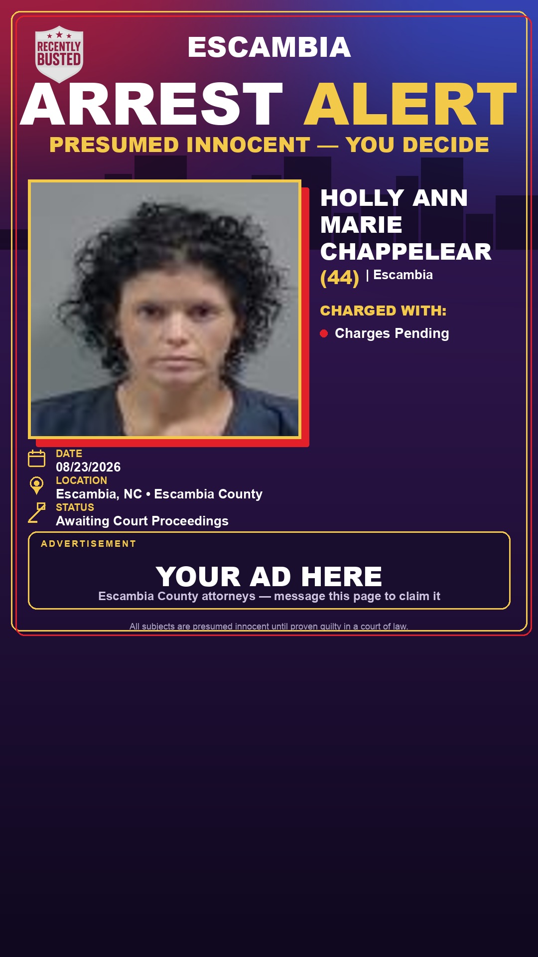 Arrest report - Holly Ann Marie Chappelear