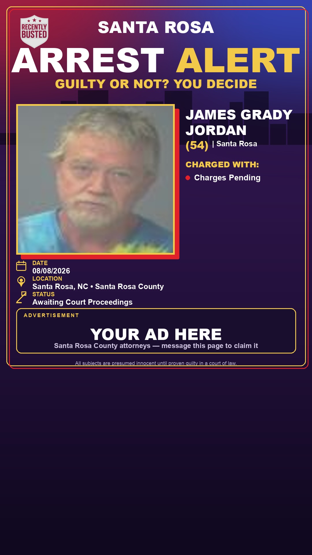 Arrest report - James Grady Jordan