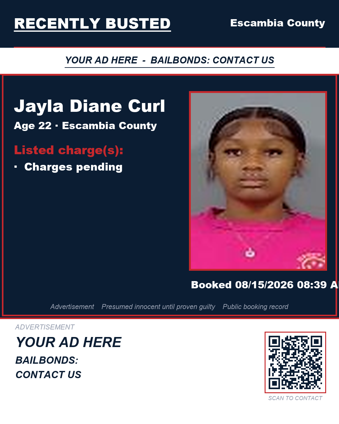 Arrest report - Jayla Diane Curl