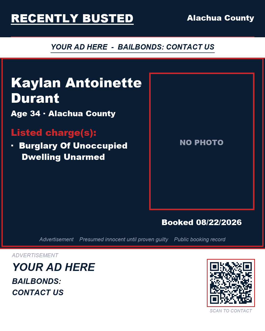 Arrest report - Kaylan Antoinette Durant