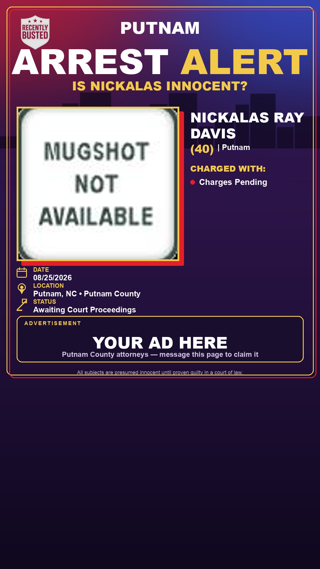 Arrest report - Nickalas Ray Davis