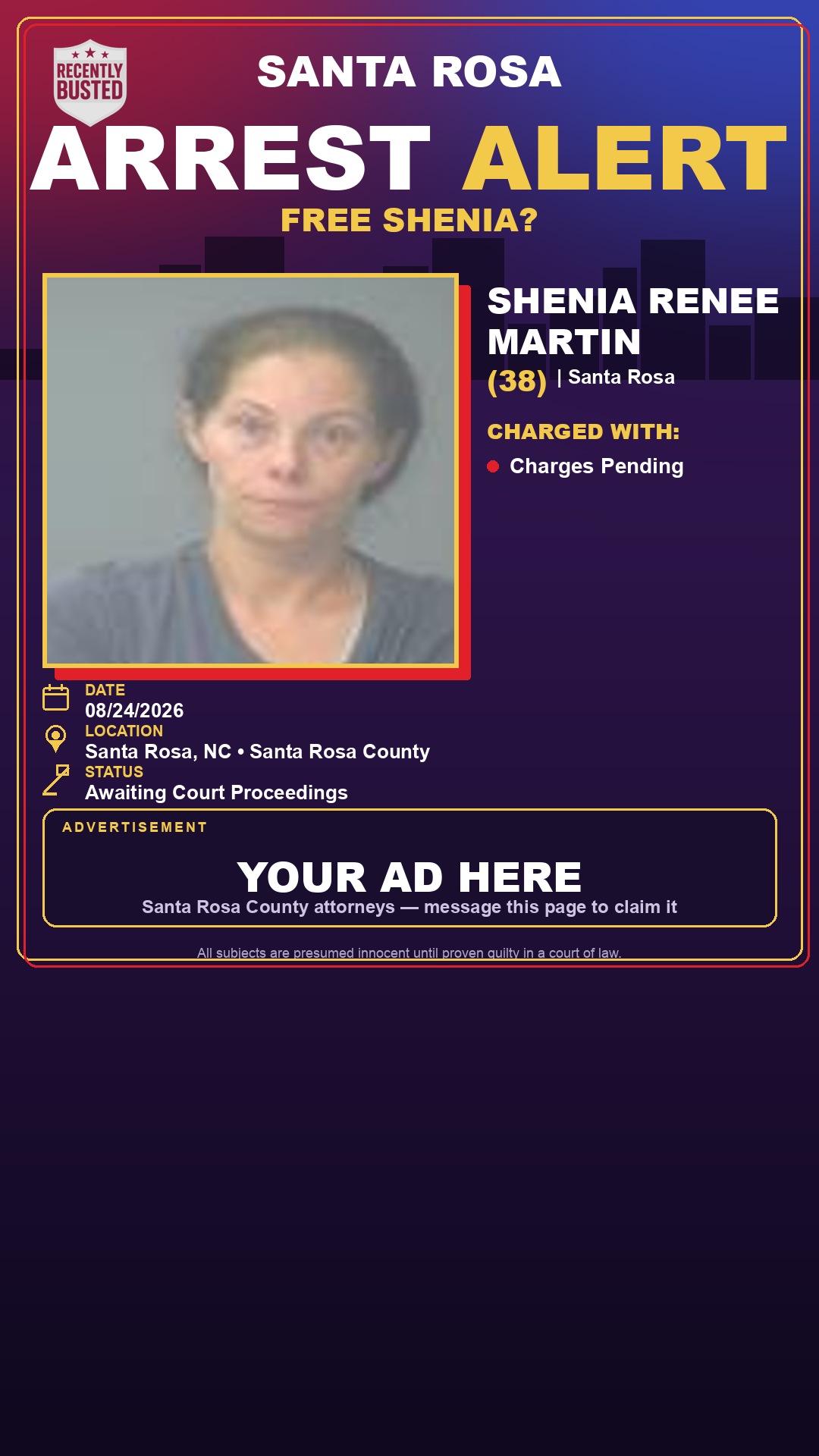 Arrest report - Shenia Renee Martin