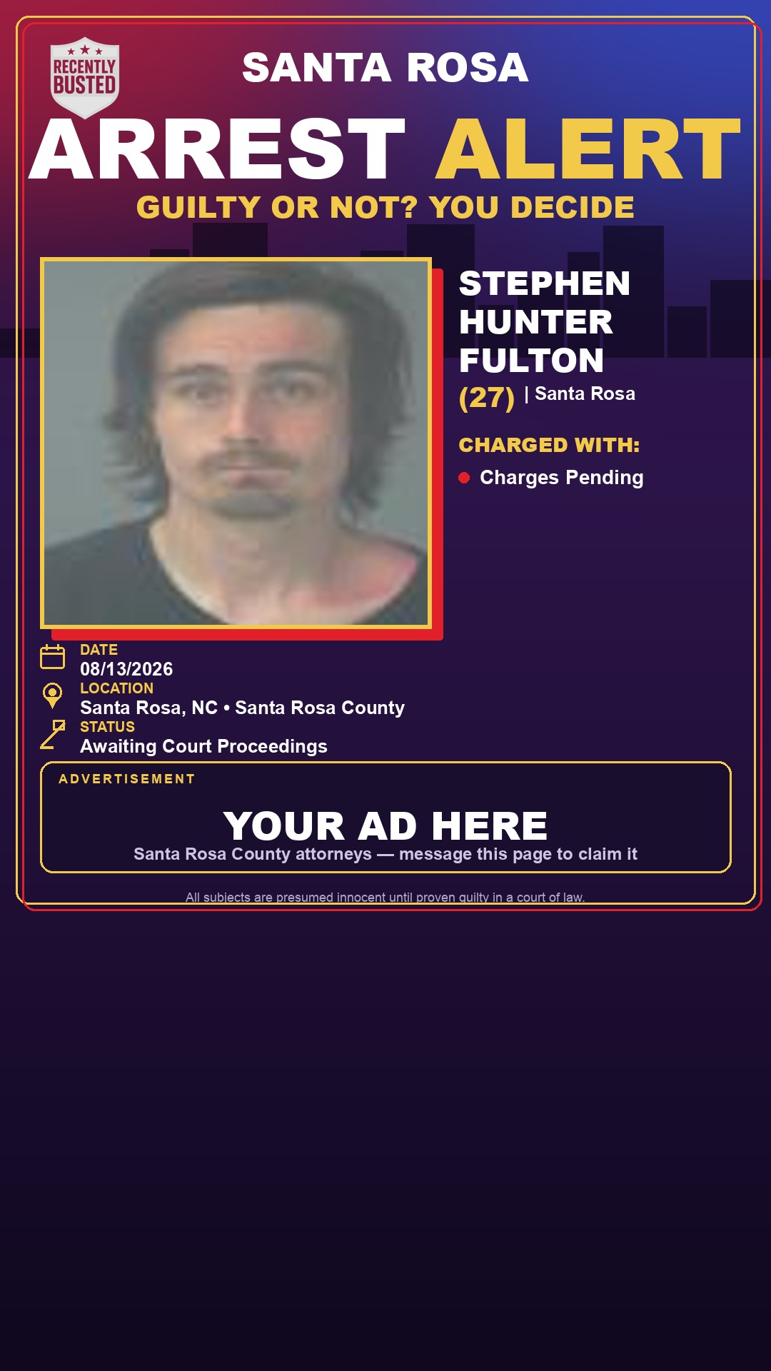 Arrest report - Stephen Hunter Fulton