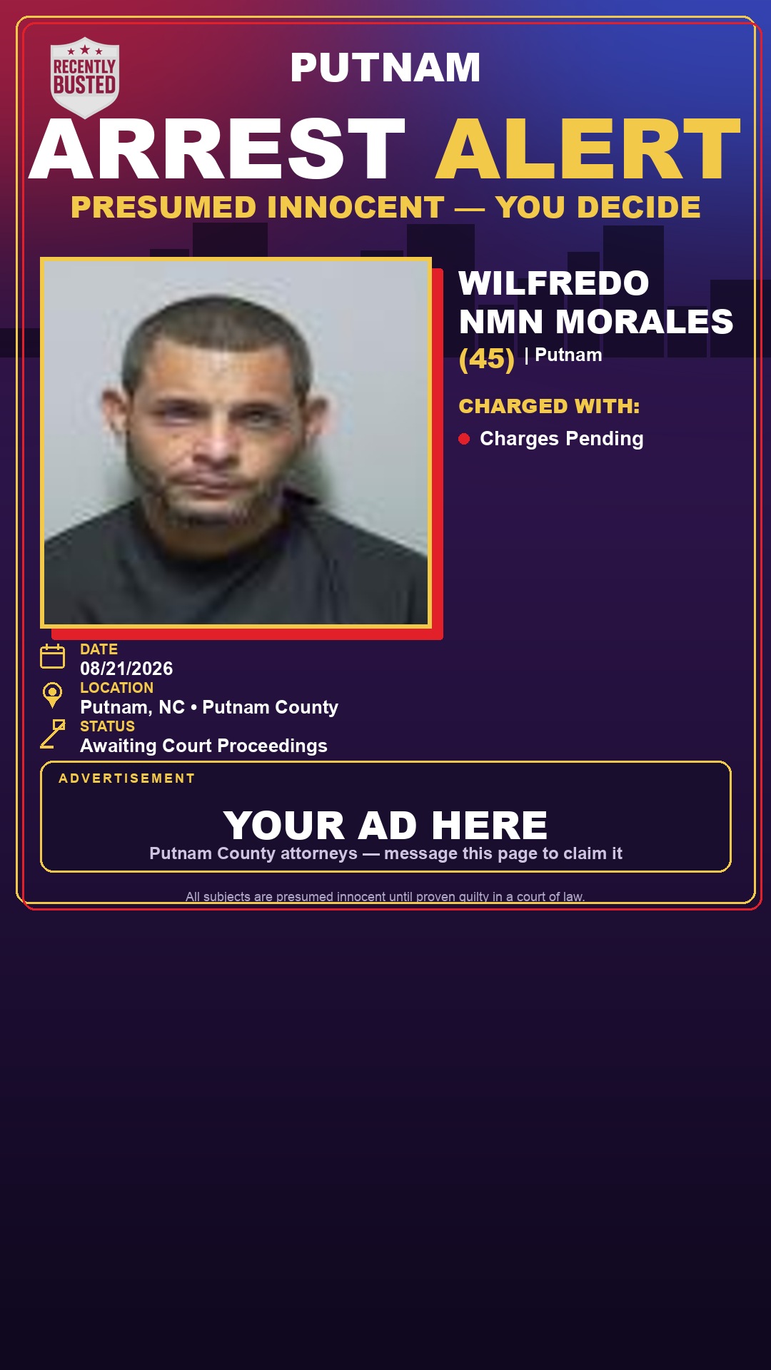 Arrest report - Wilfredo Nmn Morales