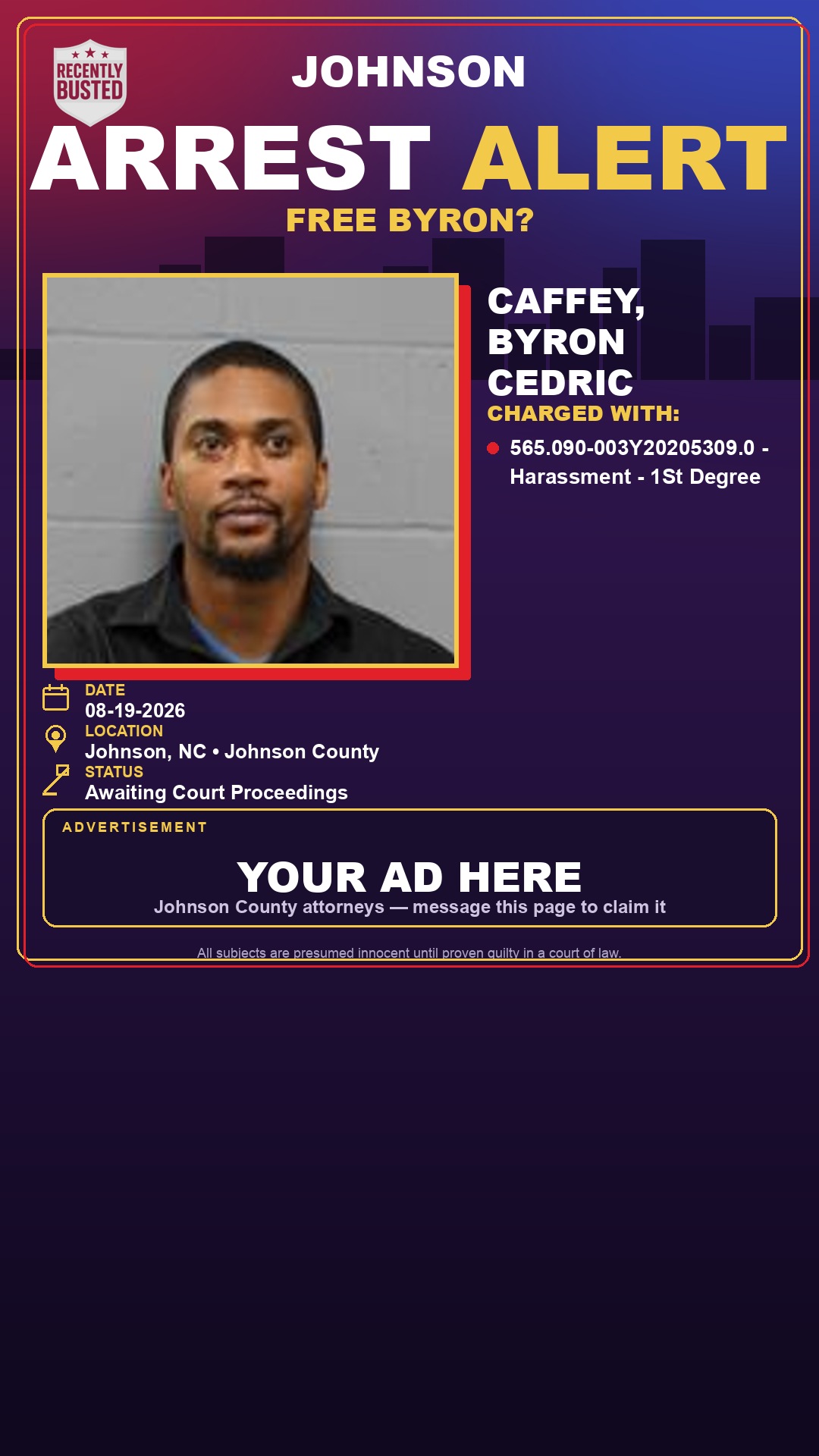 Arrest report - CAFFEY, BYRON CEDRIC