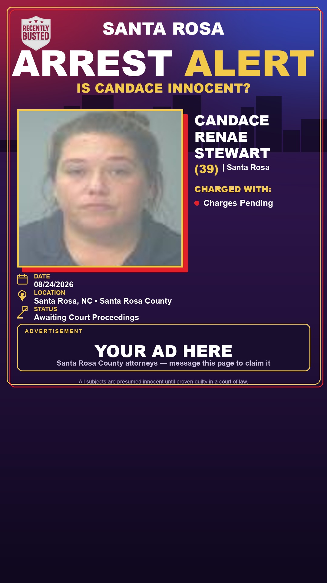 Arrest report - Candace Renae Stewart