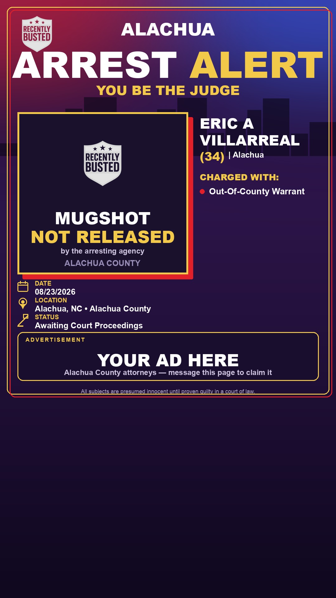Arrest report - Eric A Villarreal