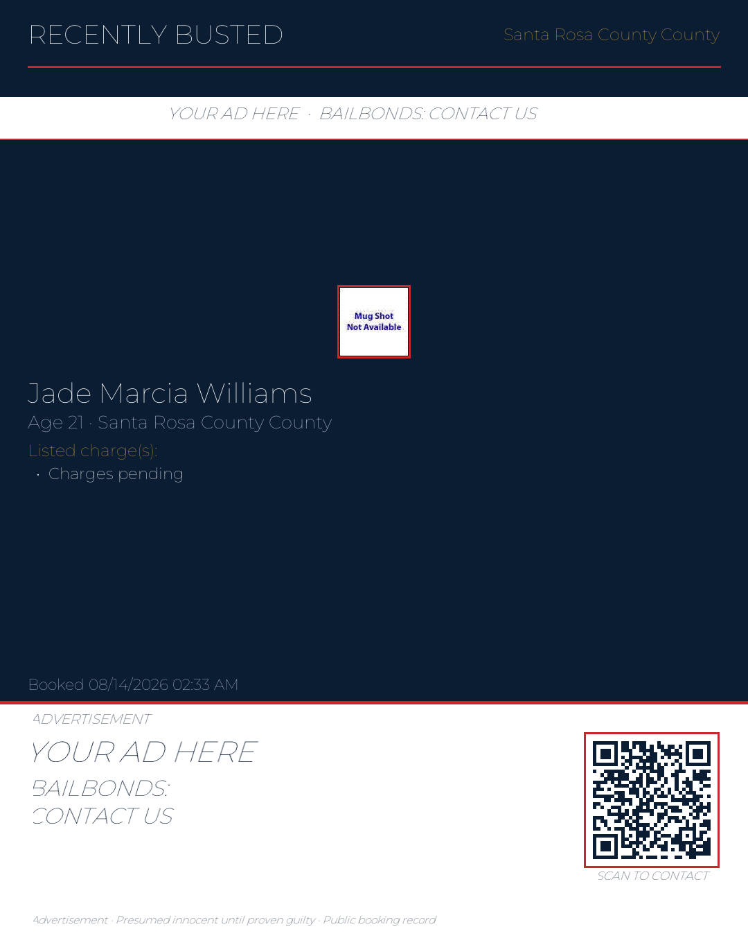 Arrest report - Jade Marcia Williams