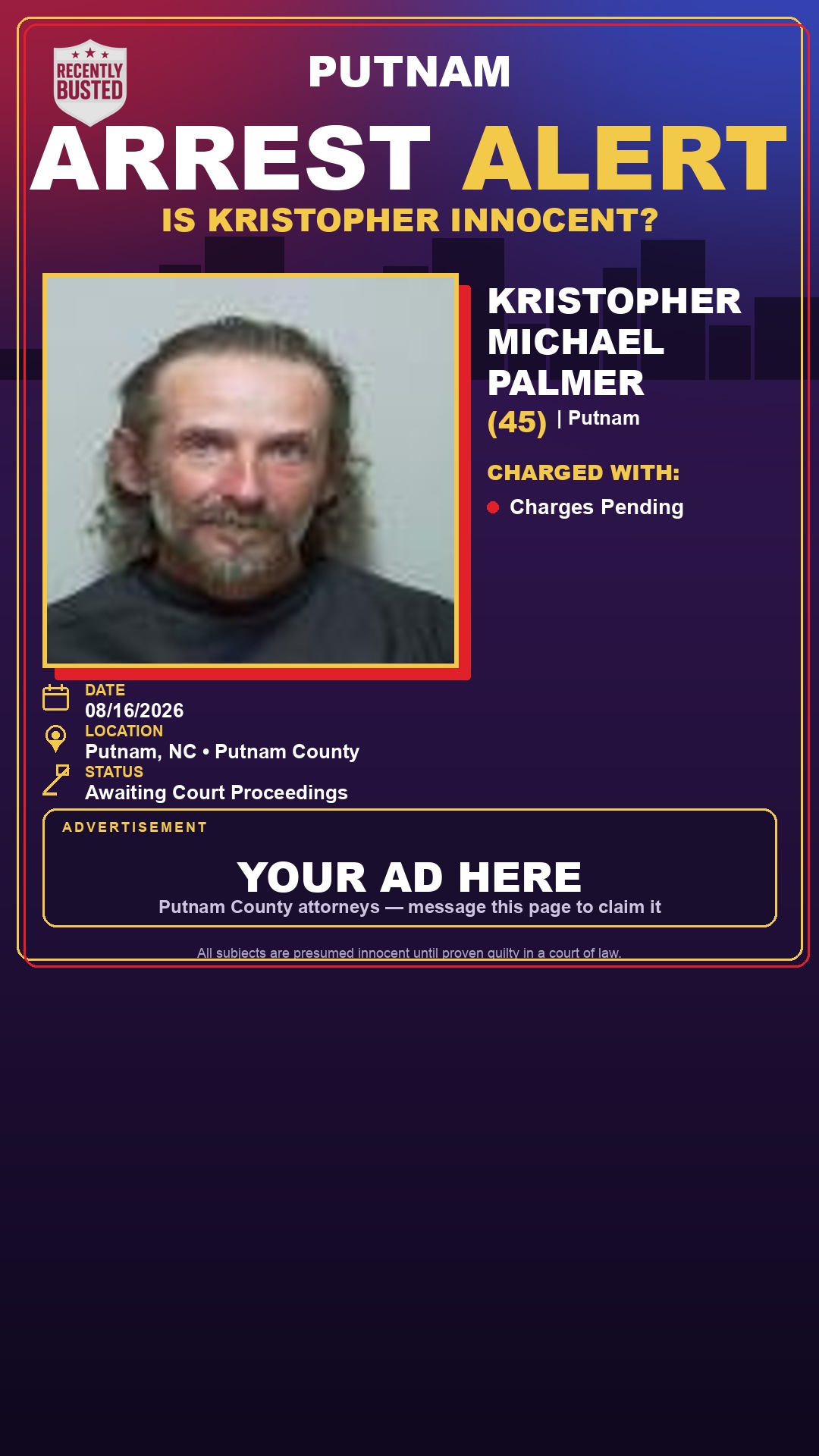 Arrest report - Kristopher Michael Palmer