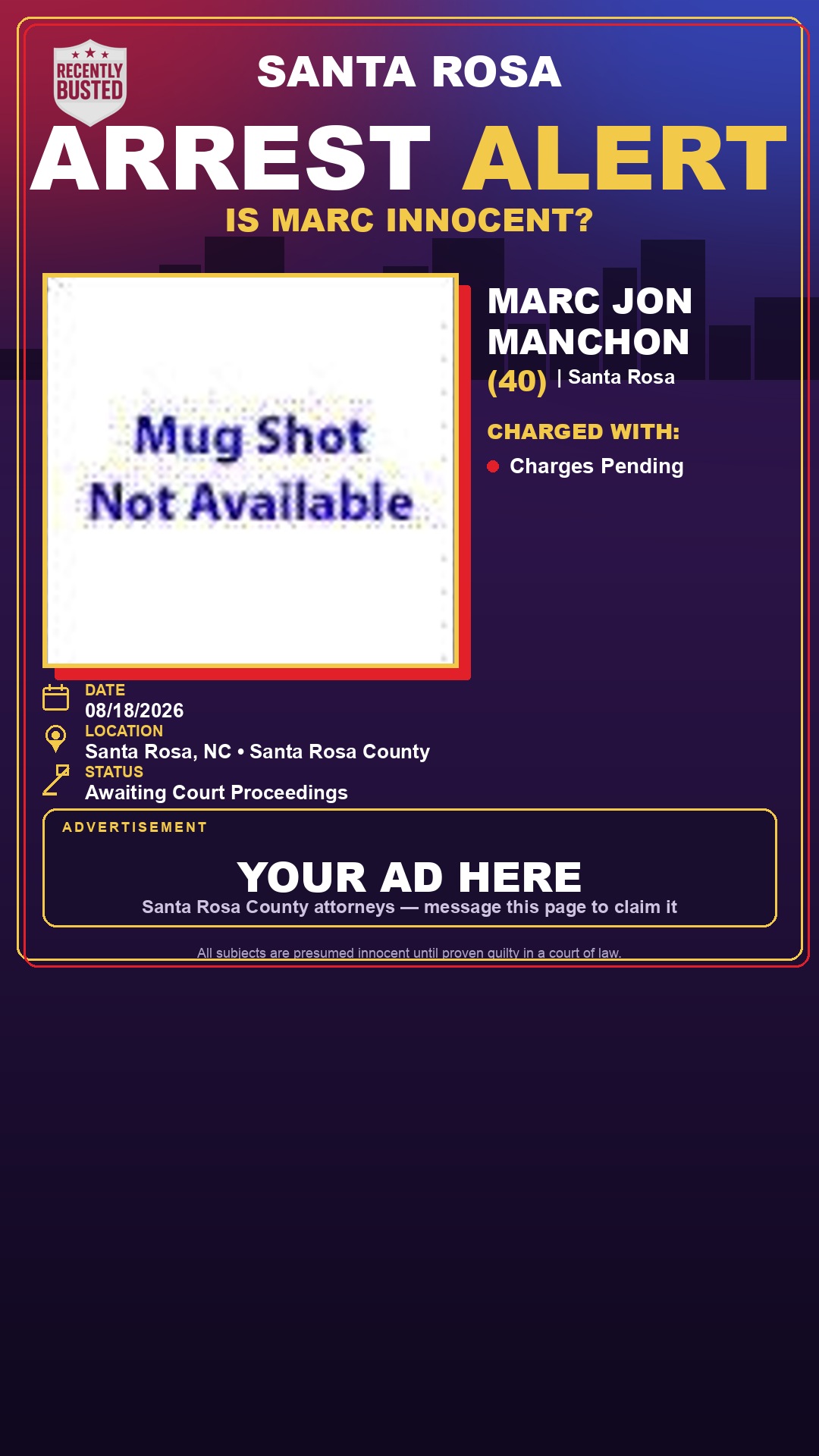 Arrest report - Marc Jon Manchon