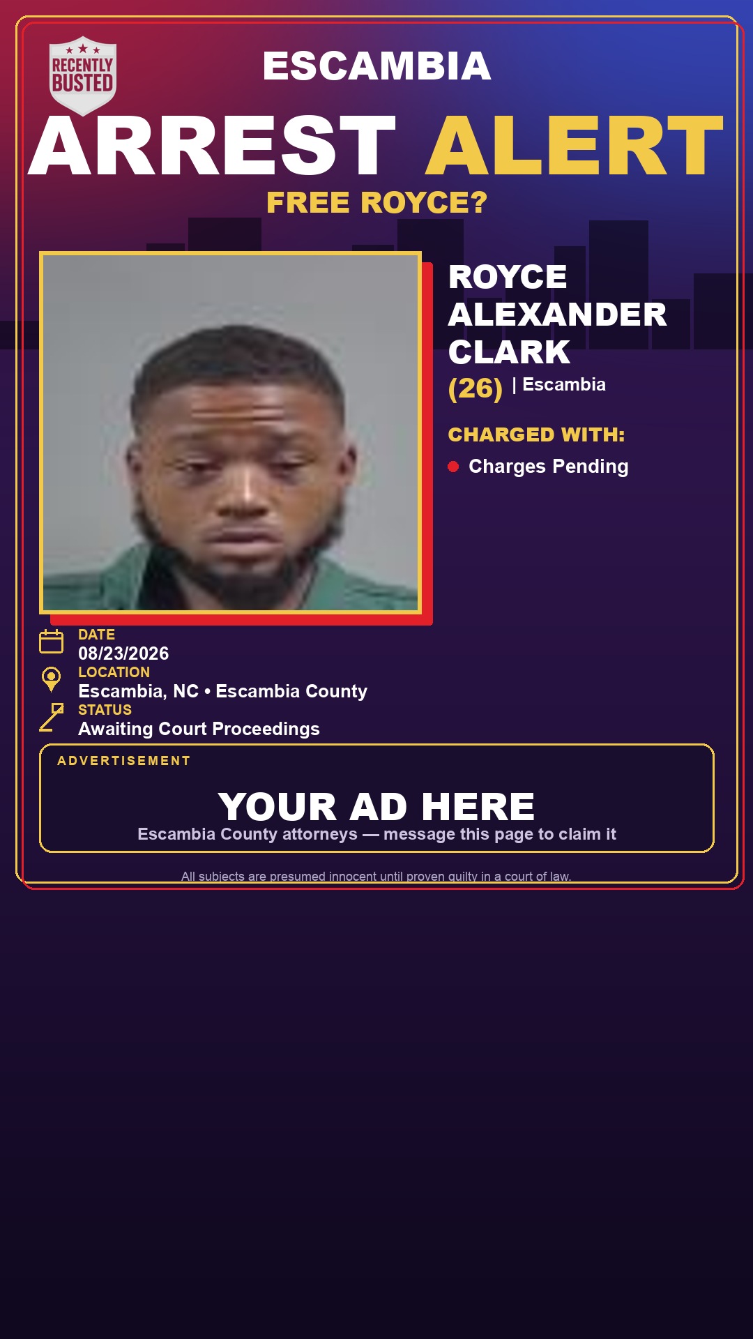 Arrest report - Royce Alexander Clark