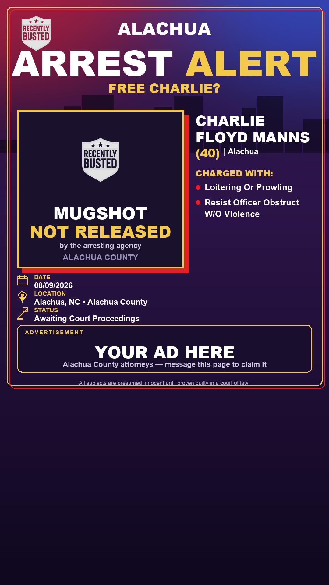 Arrest report - Charlie Floyd Manns