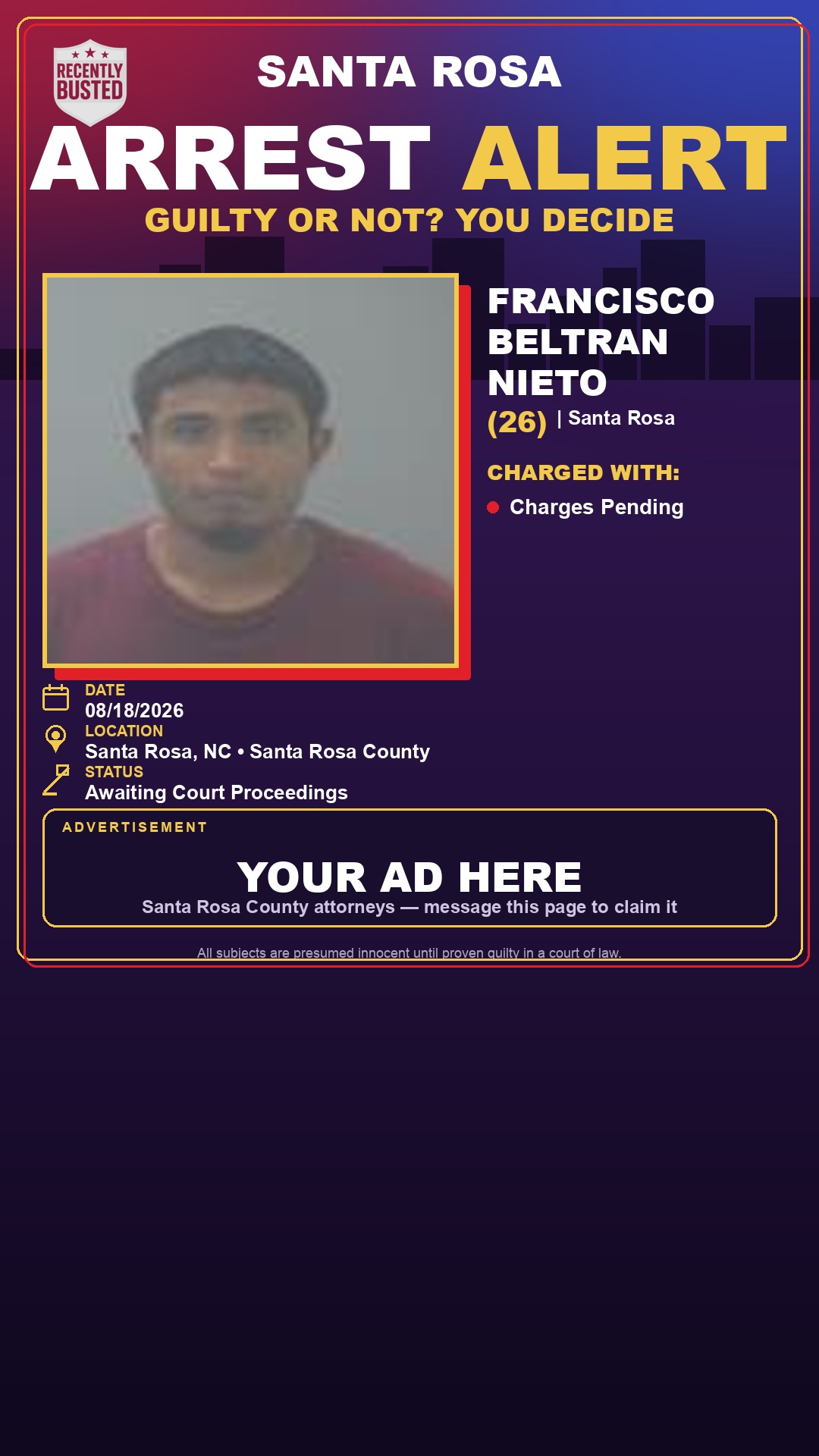 Arrest report - Francisco Beltran Nieto