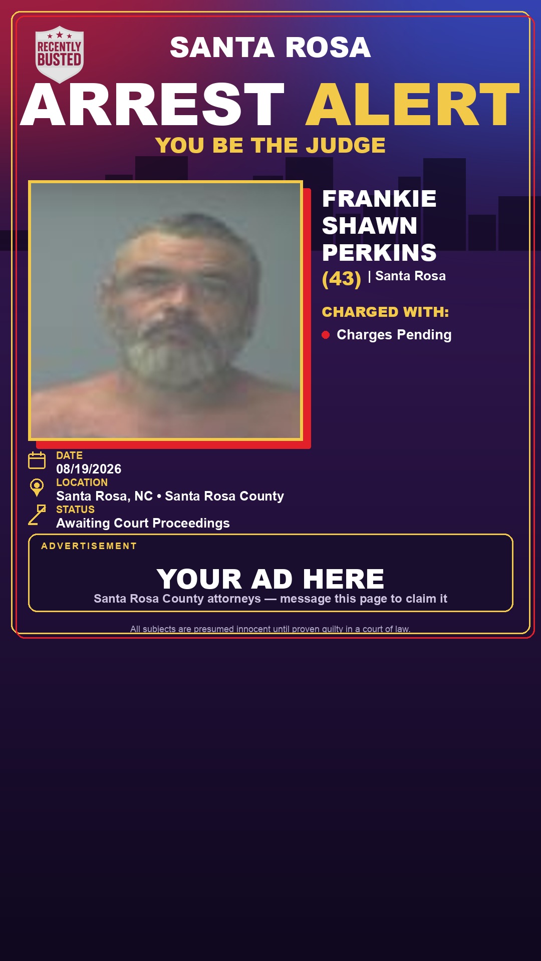Arrest report - Frankie Shawn Perkins
