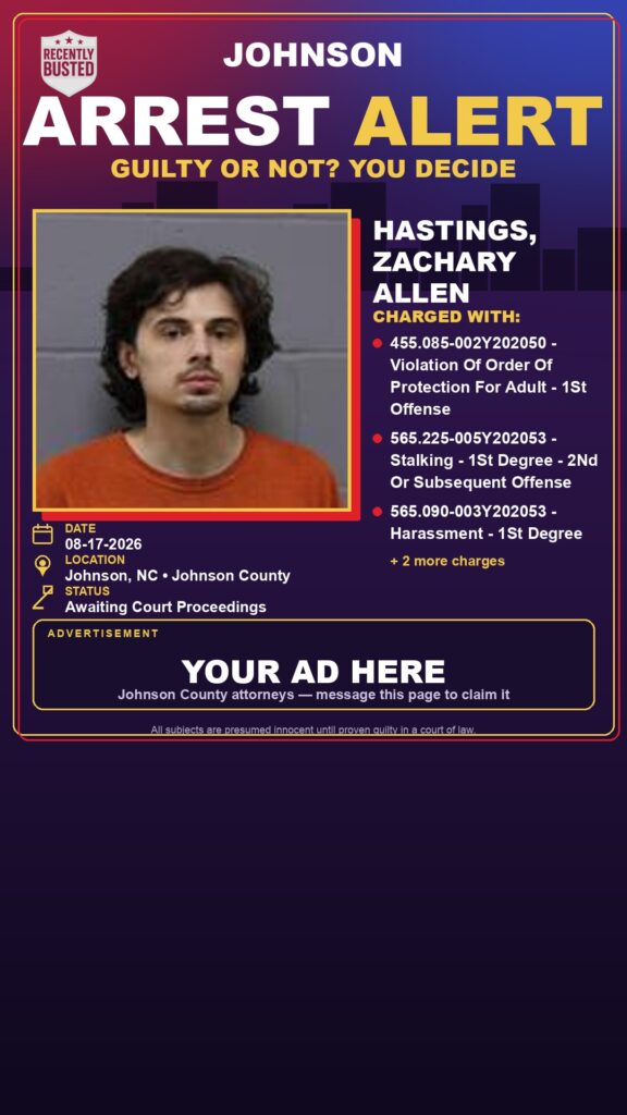 Arrest report — HASTINGS, ZACHARY ALLEN