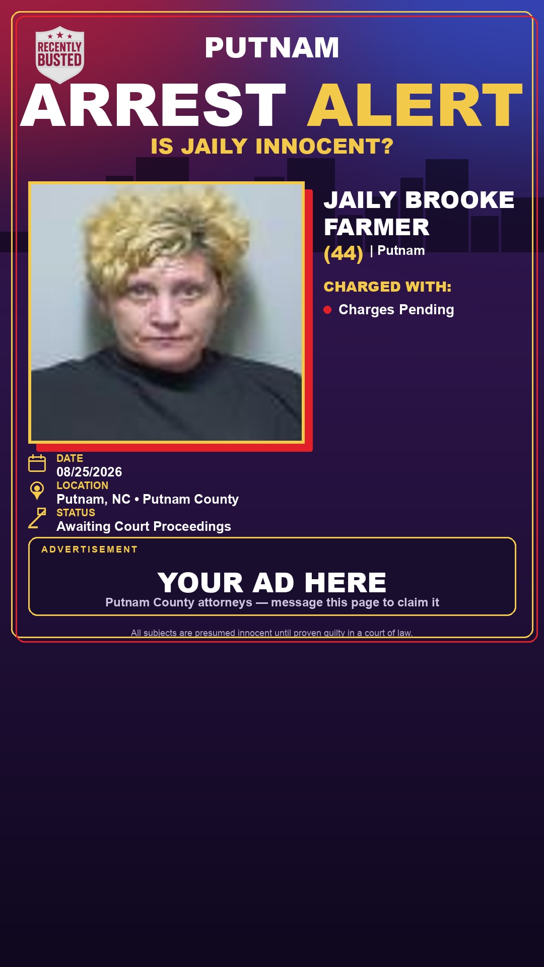 Arrest report - Jaily Brooke Farmer