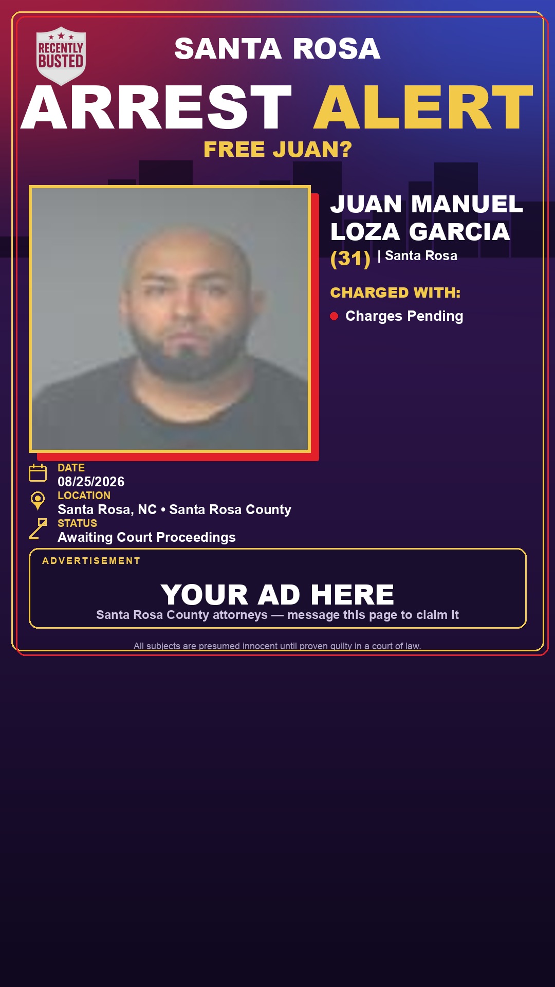 Arrest report - Juan Manuel Loza Garcia