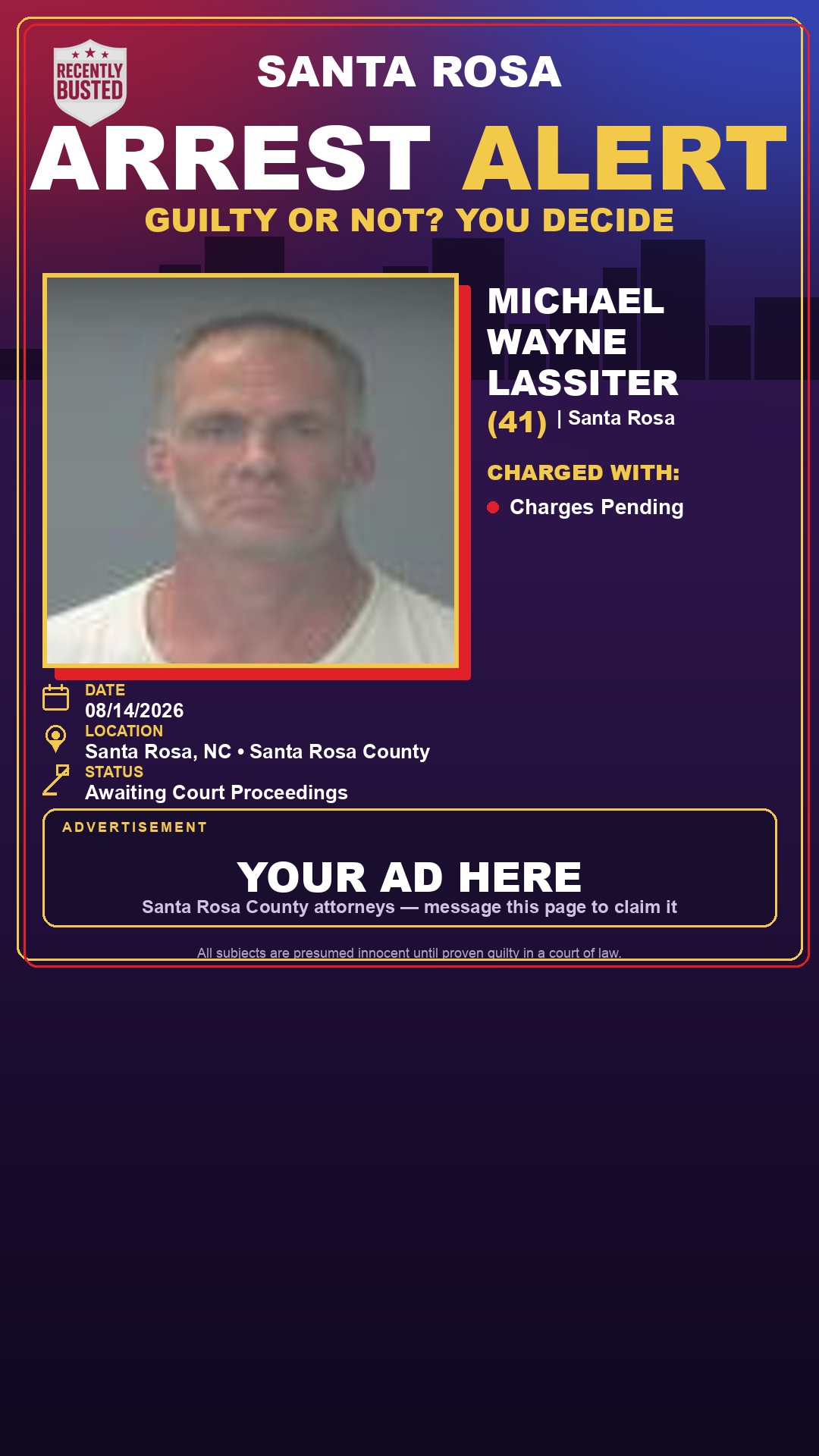 Arrest report - Michael Wayne Lassiter