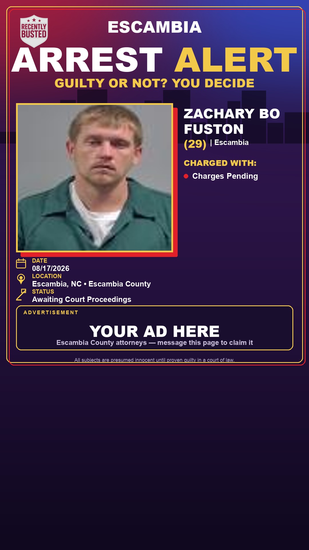 Arrest report - Zachary Bo Fuston