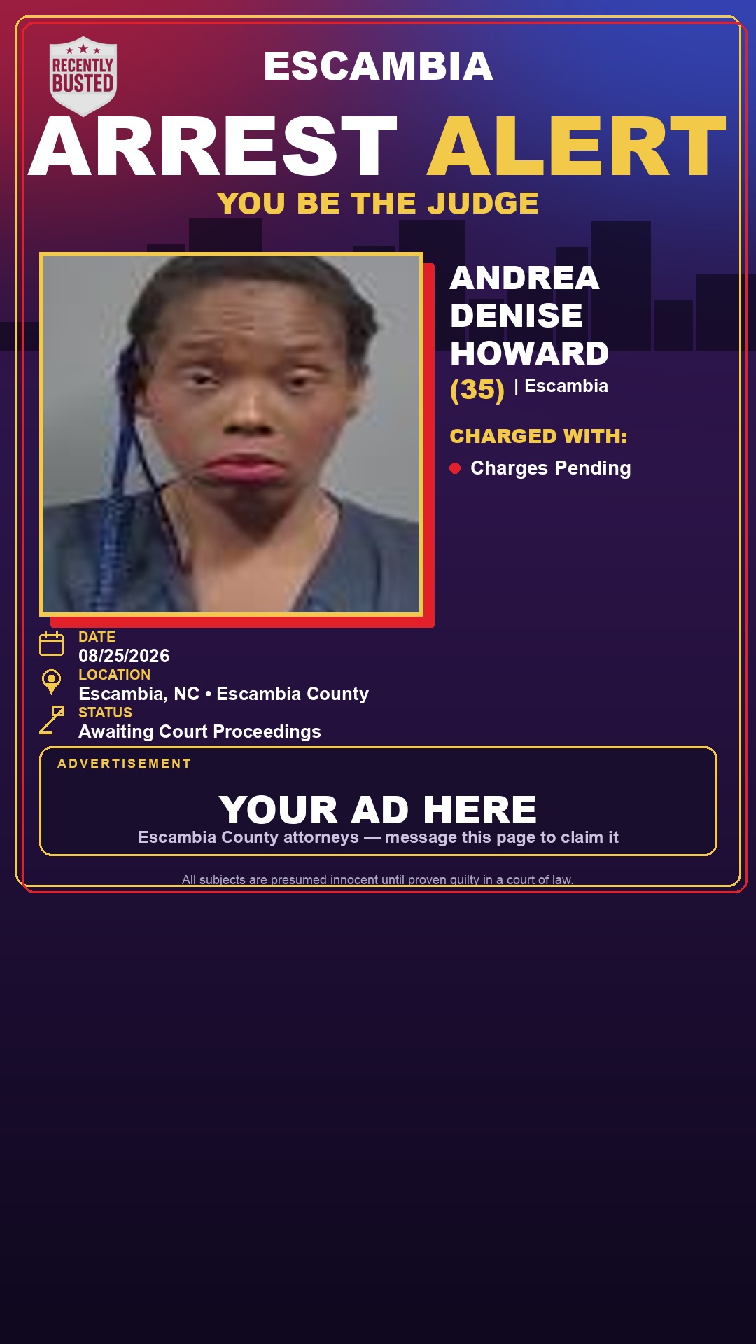 Arrest report - Andrea Denise Howard