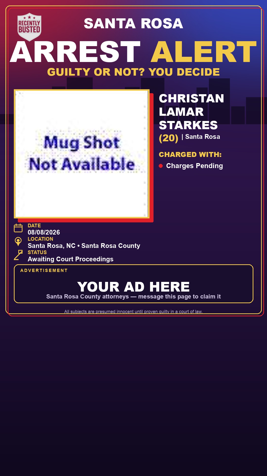 Arrest report - Christan Lamar Starkes