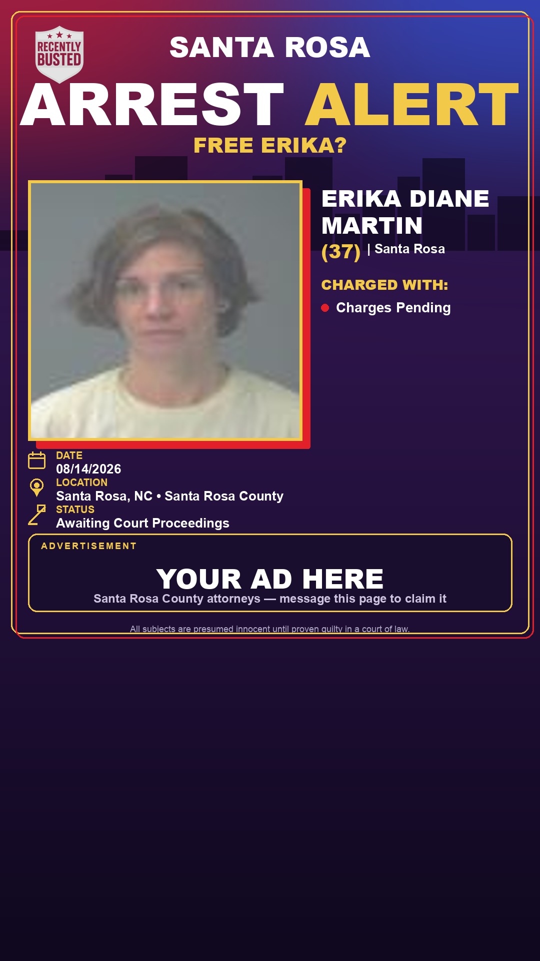 Arrest report - Erika Diane Martin