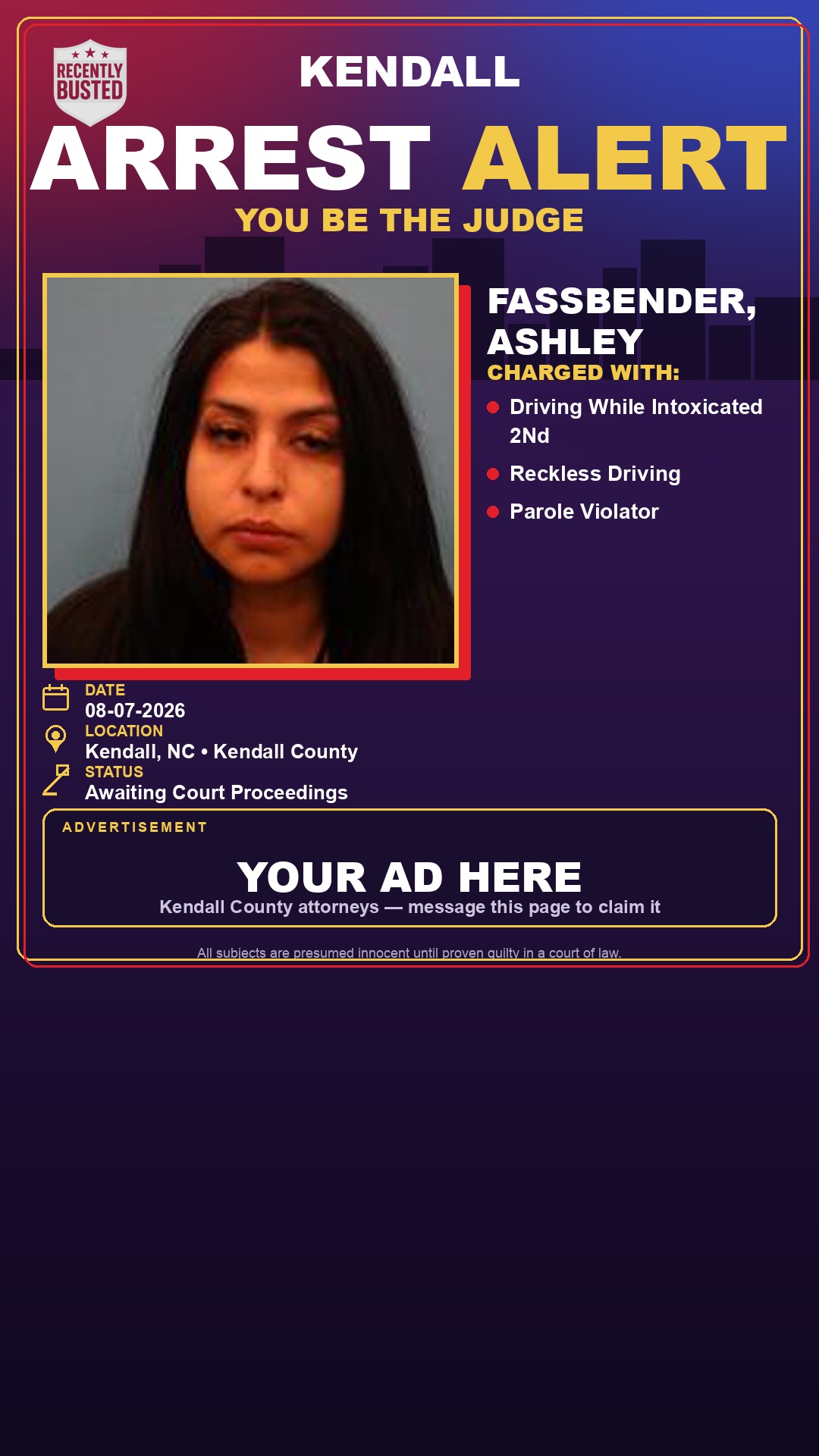 Arrest report - Fassbender, Ashley