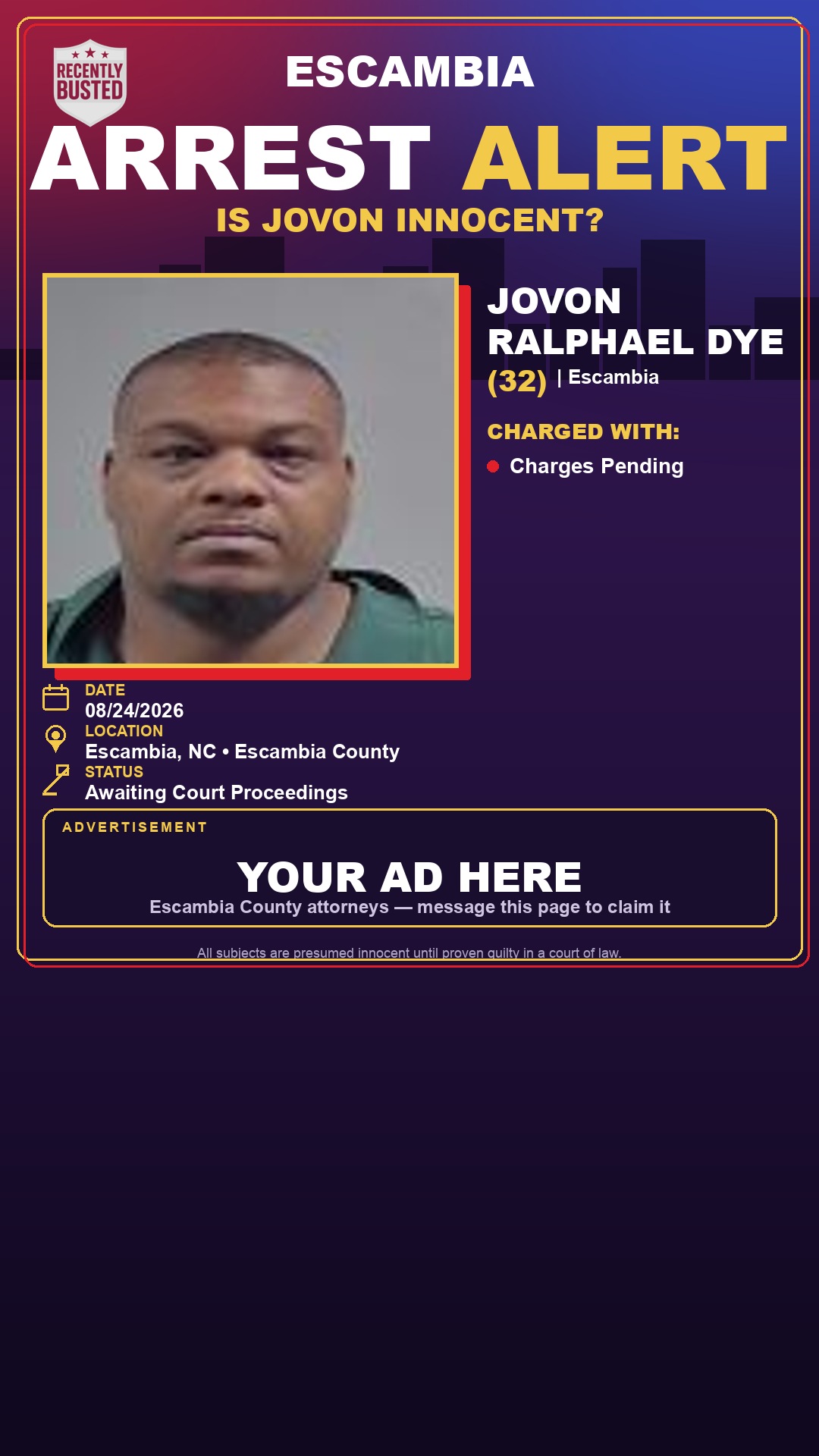 Arrest report - Jovon Ralphael Dye