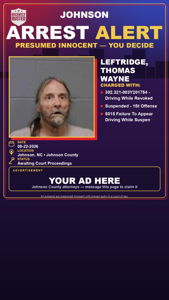 Arrest report — LEFTRIDGE, THOMAS WAYNE