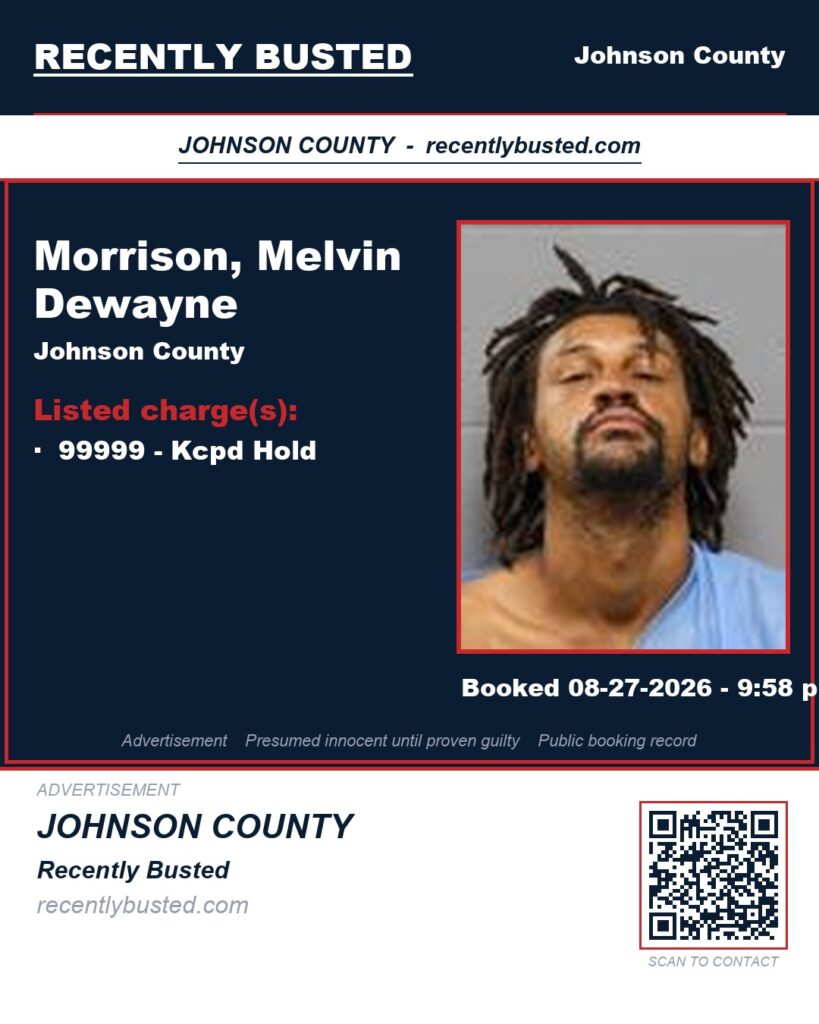 MORRISON, MELVIN DEWAYNE — arrest record card, Johnson County, Missouri