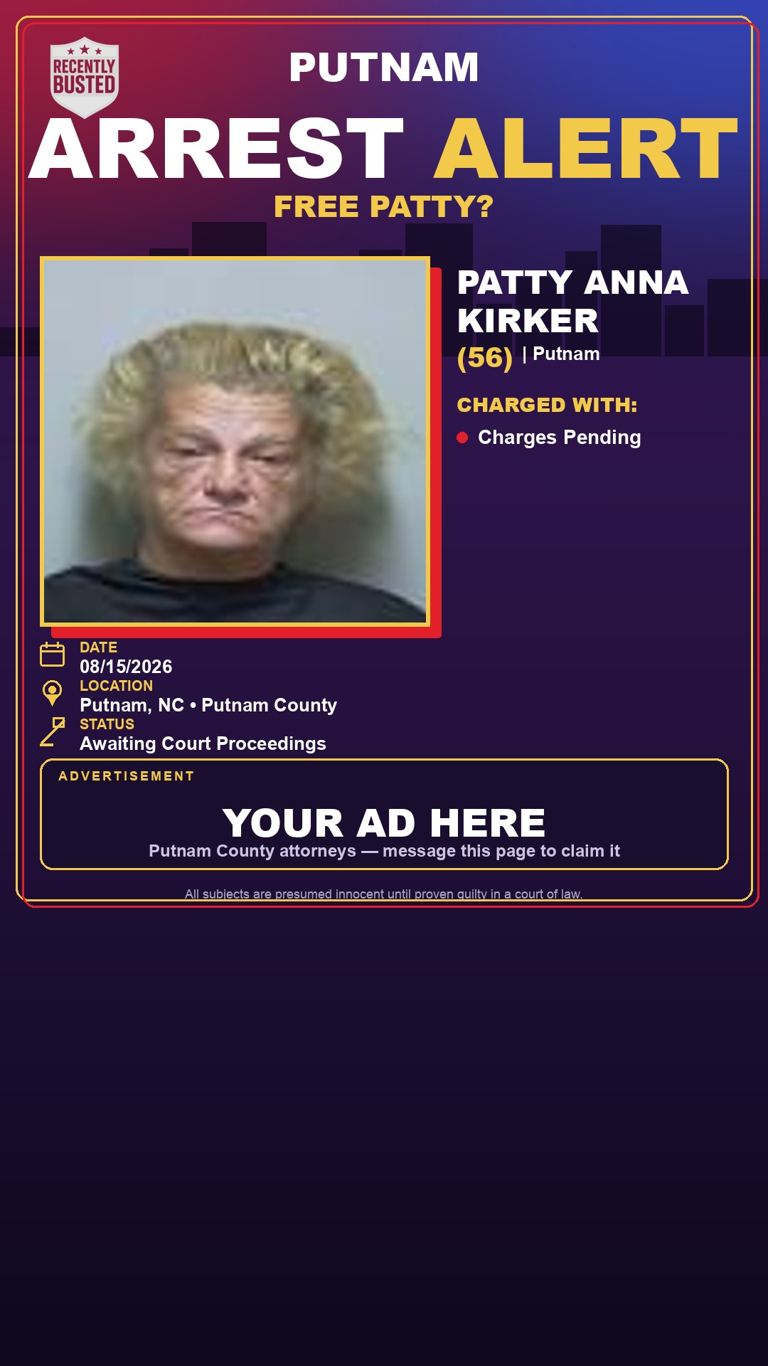 Arrest report - Patty Anna Kirker