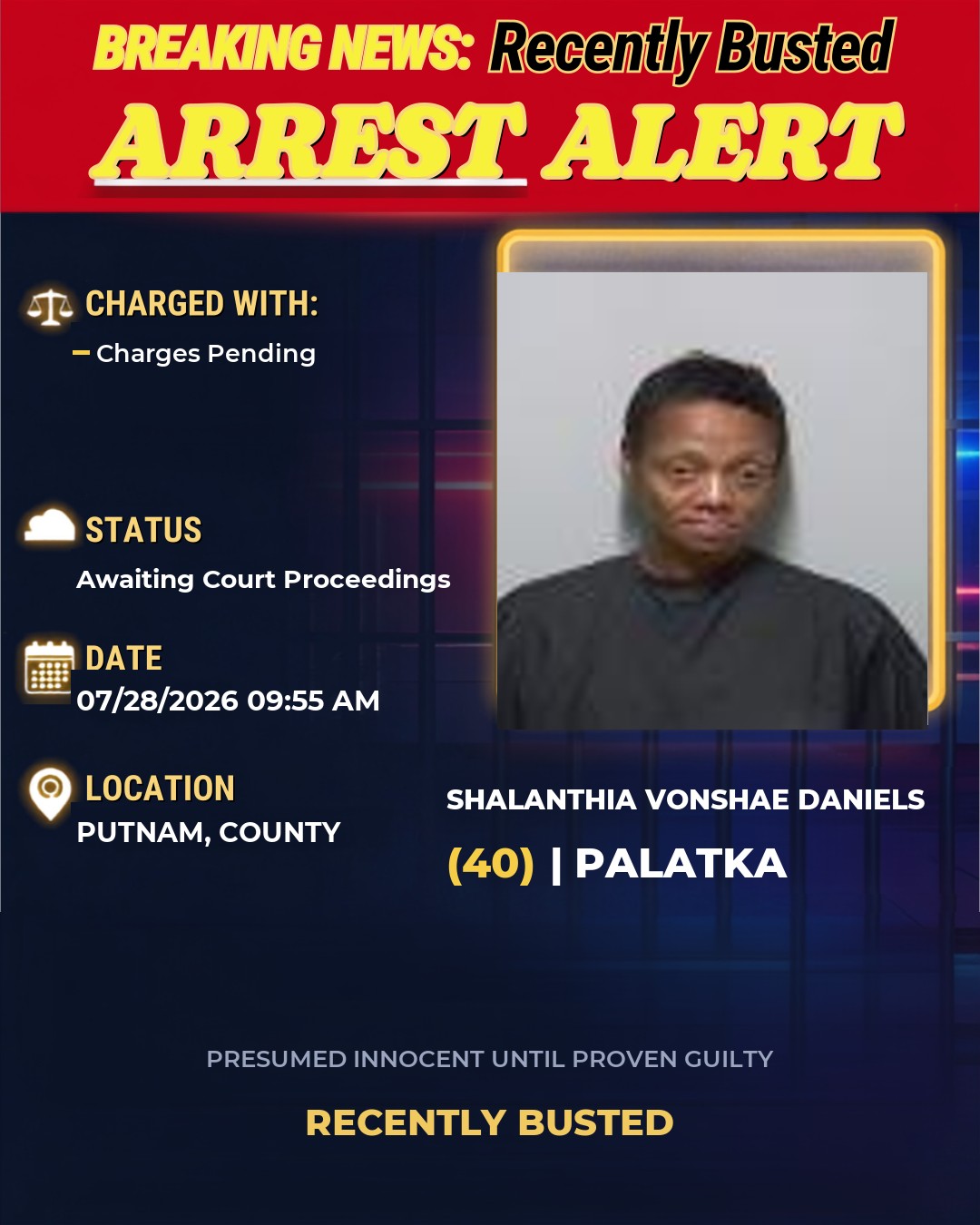 Arrest report - Shalanthia Vonshae Daniels