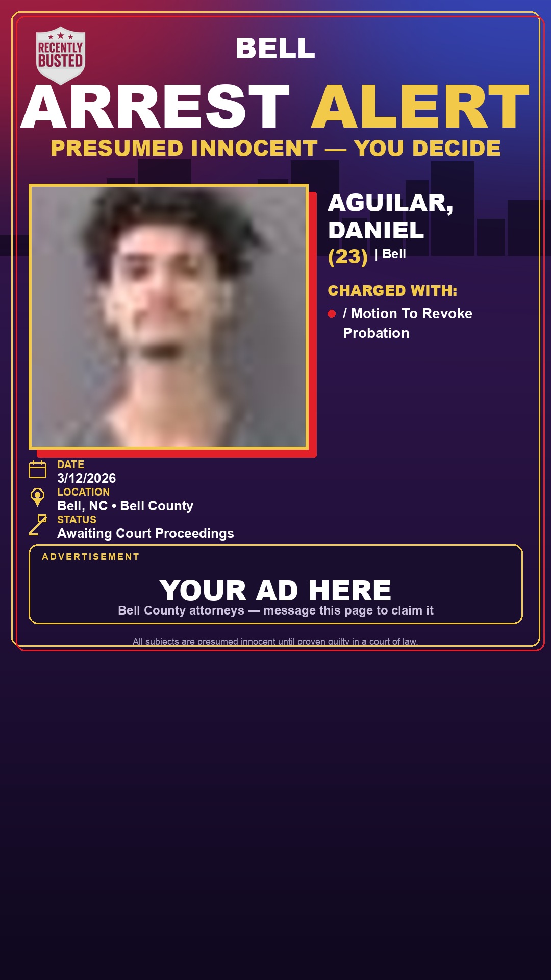 Arrest report - AGUILAR, DANIEL