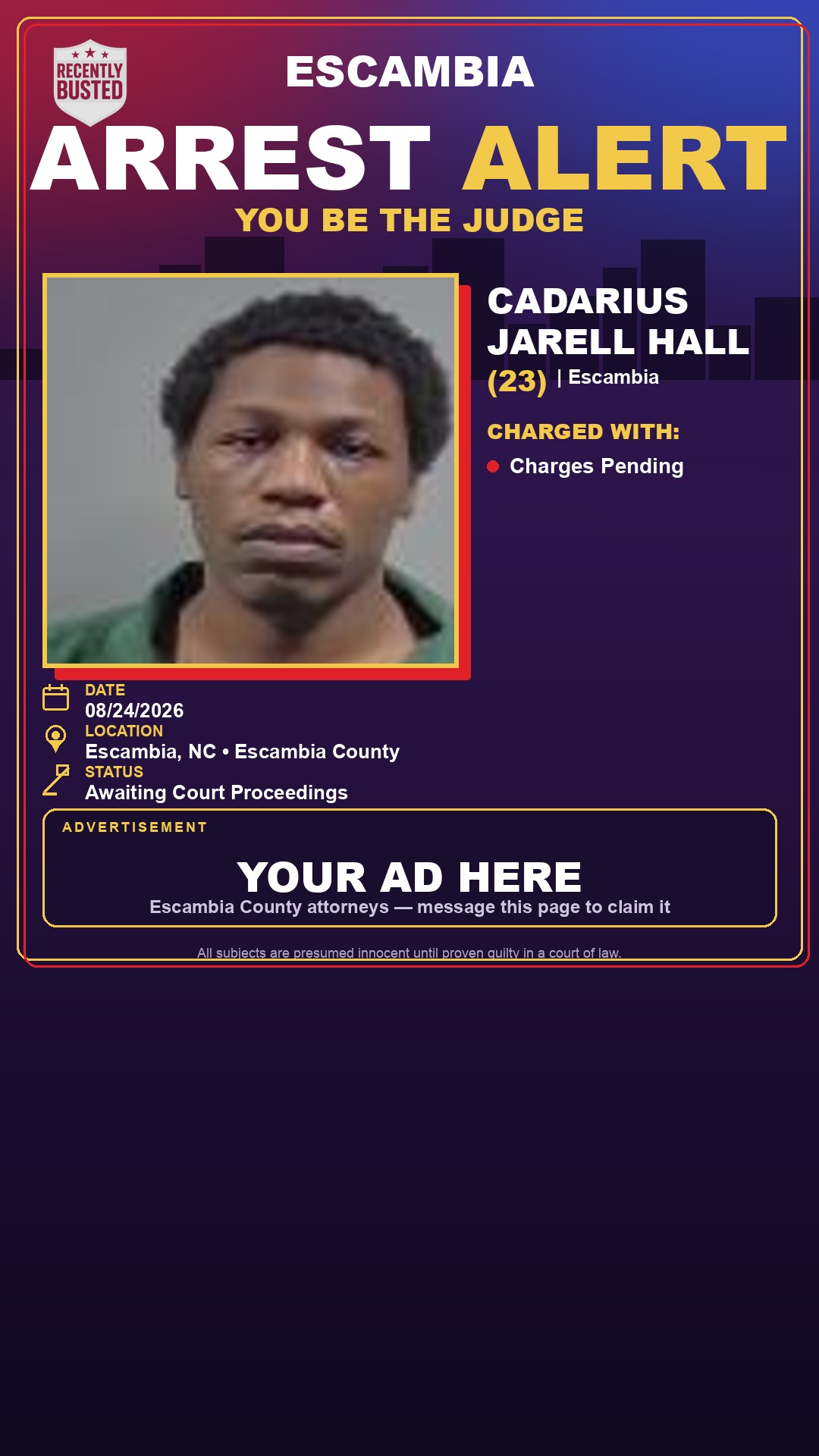 Arrest report - Cadarius Jarell Hall