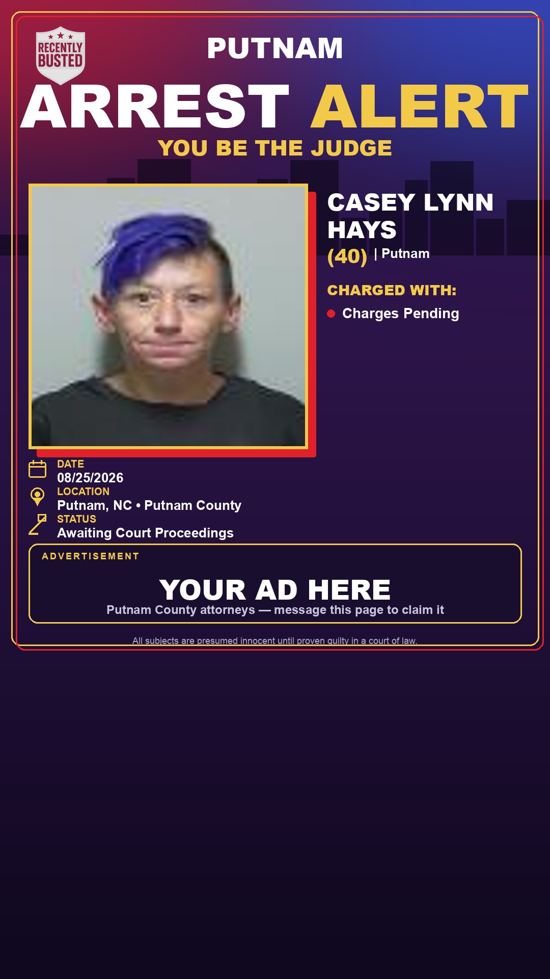 Arrest report - Casey Lynn Hays