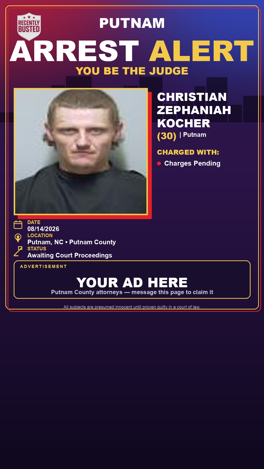 Arrest report - Christian Zephaniah Kocher