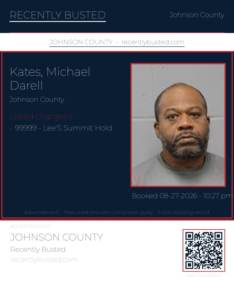 KATES, MICHAEL DARELL — arrest record card, Johnson County, Missouri